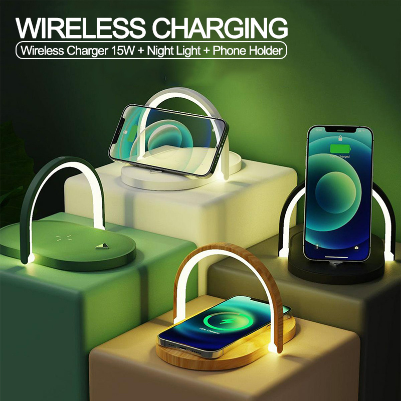 3 In 1 Foldable Wireless Charger Night Light Wireless Charging Station Stonego LED Reading Table Lamp 15W Fast Charging Light - Image 2