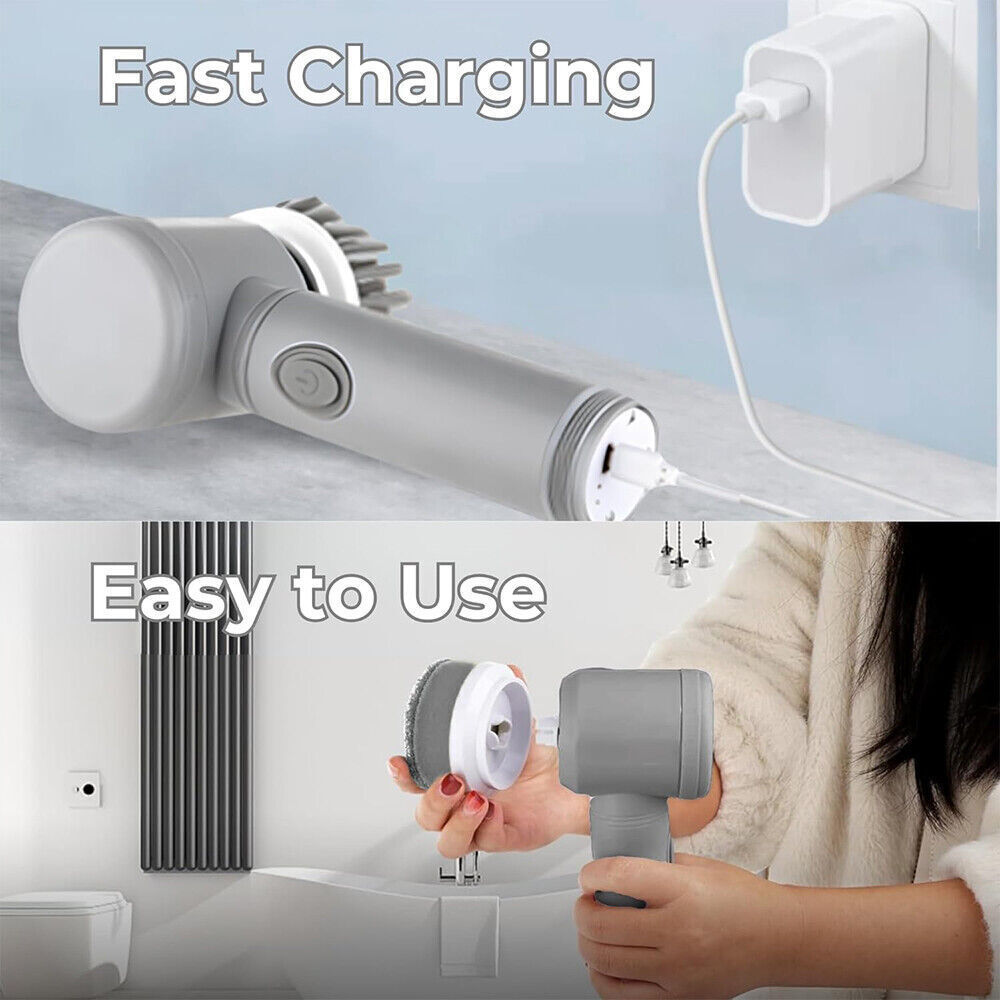 Rechargeable Electric Cordless Cleaning Brush Spin Scrubber Turbo Scrub Cleaner - Image 6