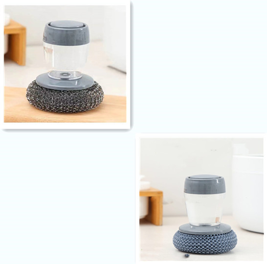 Kitchen Soap Dispensing Palm Brush Cleaner Push-type Brush Kitchen Detergent Tools - Image 8