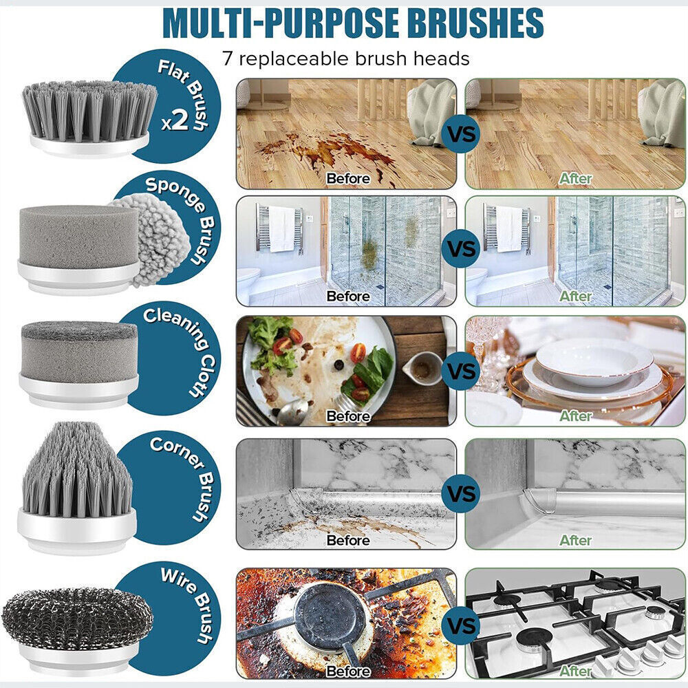 Rechargeable Electric Cordless Cleaning Brush Spin Scrubber Turbo Scrub Cleaner - Image 5