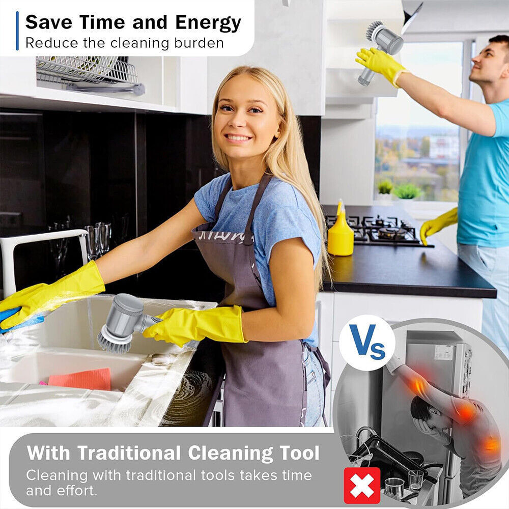 Rechargeable Electric Cordless Cleaning Brush Spin Scrubber Turbo Scrub Cleaner - Image 10
