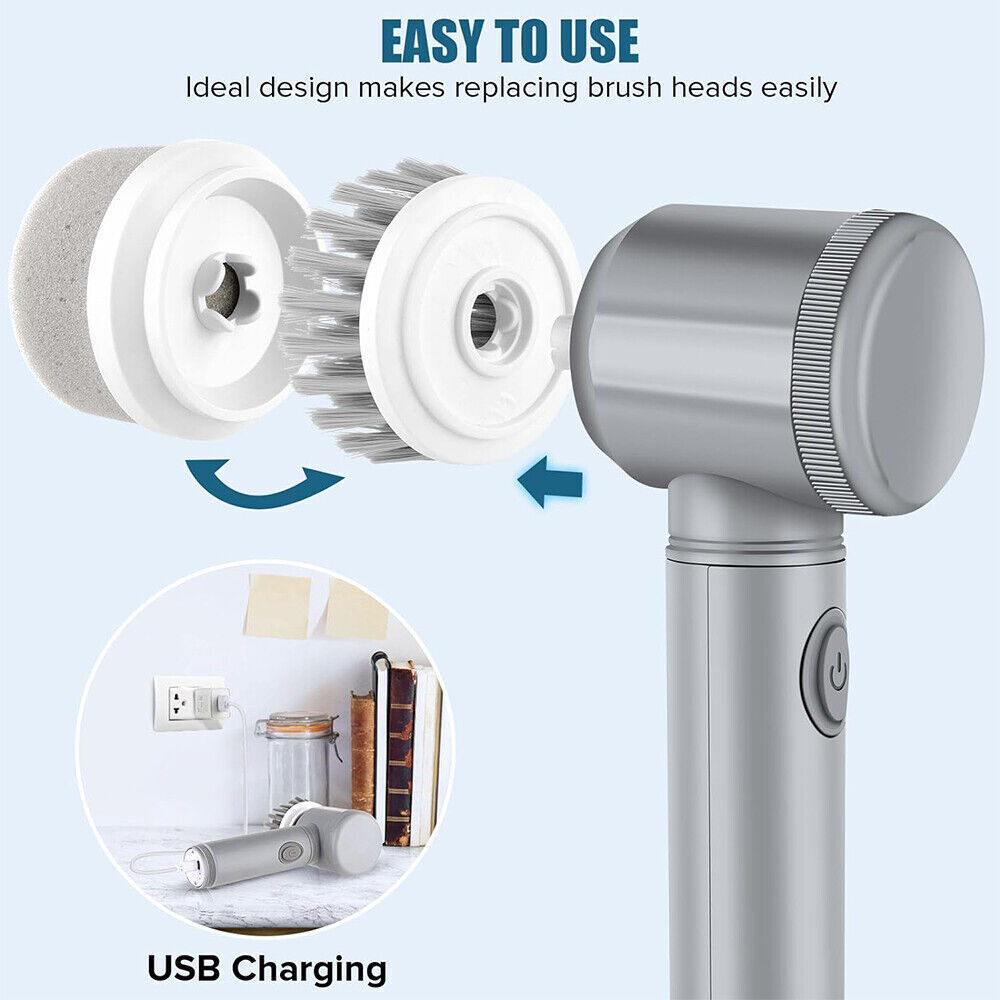Rechargeable Electric Cordless Cleaning Brush Spin Scrubber Turbo Scrub Cleaner - Image 7