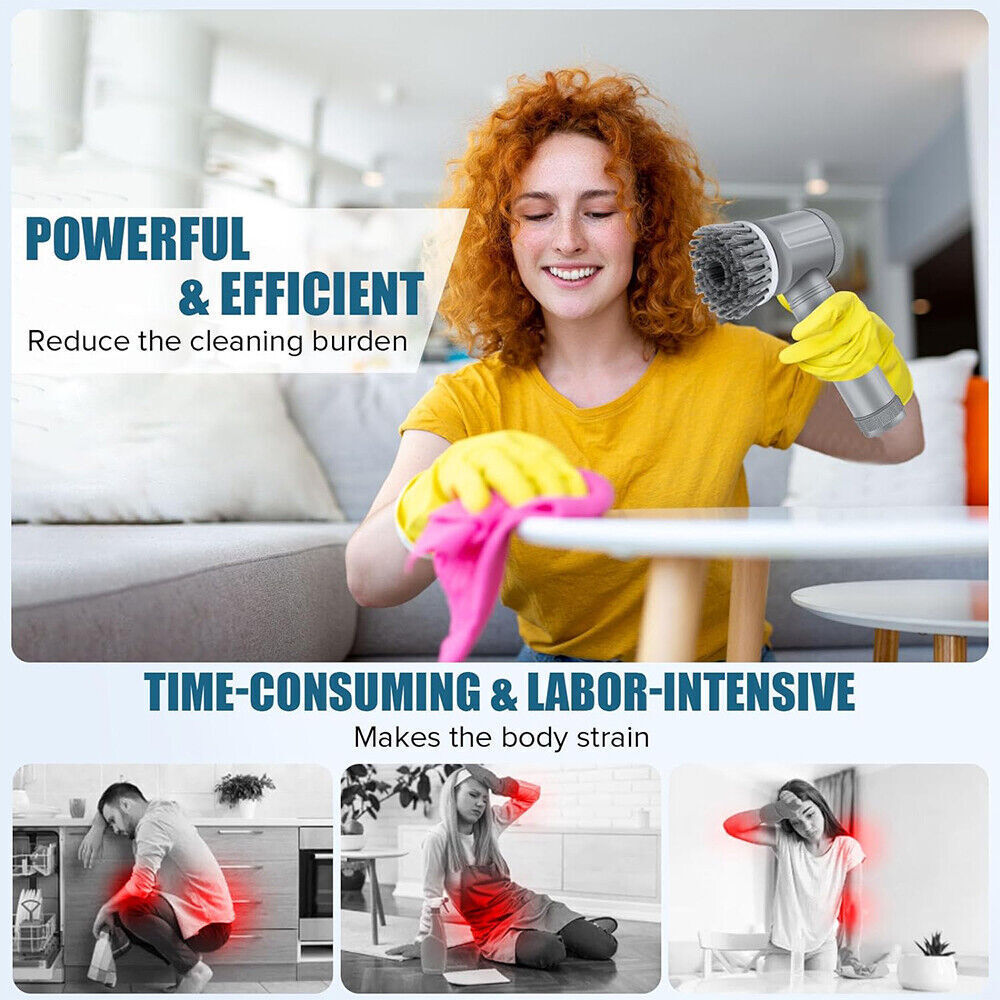 Rechargeable Electric Cordless Cleaning Brush Spin Scrubber Turbo Scrub Cleaner - Image 2